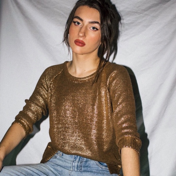 Zara Sweaters - *SOLD* Gold Knit Sweater